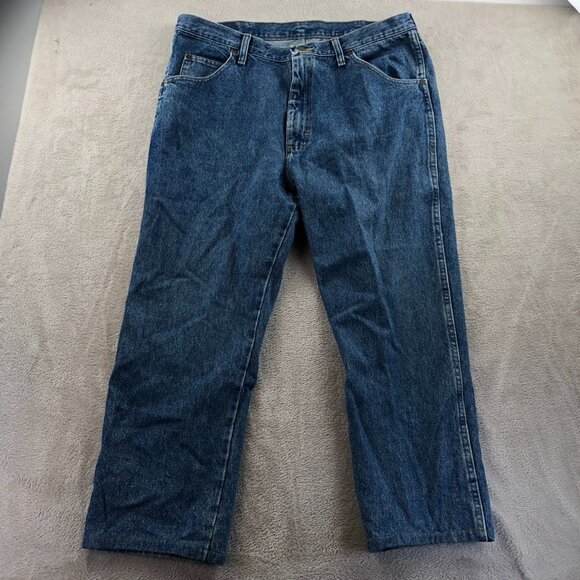 2 Wrangler Mens Jeans 38x30 Lot Of Two Blue Denim Straight Leg Classic Casual - Picture 10 of 16